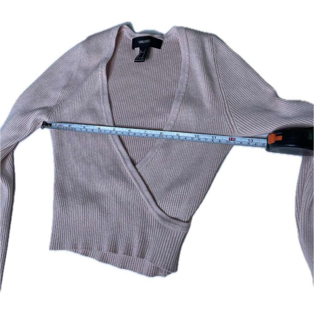 Forever 21 Women’s Knit Ribbed Cropped Crossover Top Blush S - Picture 7 of 8